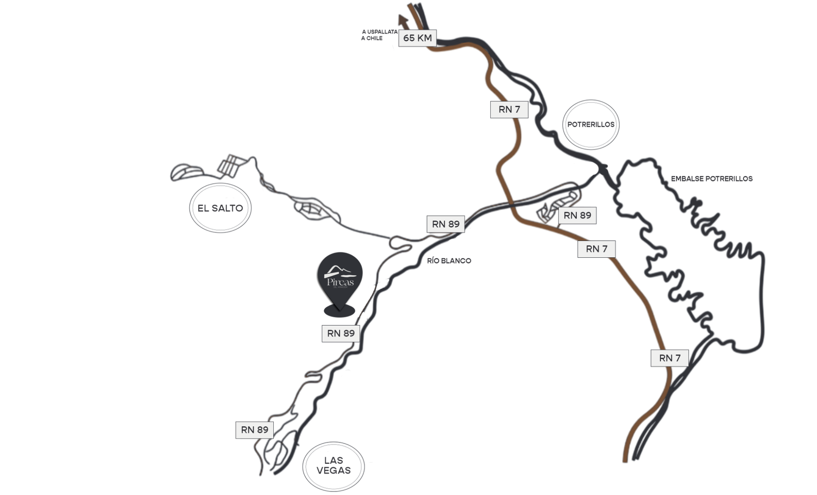 Mapa de ubicación Pircas del Mirador